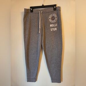 Hollister Jogger Sweatpants Size L Logo Graphic Drawstring Casual Streetwear